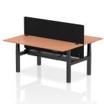Air Back-to-Back 1800 x 800mm Height Adjustable 2 Person Bench Desk Beech Top with Cable Ports Black Frame with Black Straight Screen HA02611