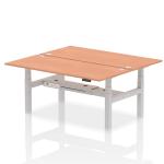 Air Back-to-Back 1800 x 800mm Height Adjustable 2 Person Bench Desk Beech Top with Cable Ports Silver Frame HA02612