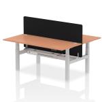 Air Back-to-Back 1800 x 800mm Height Adjustable 2 Person Bench Desk Beech Top with Cable Ports Silver Frame with Black Straight Screen HA02613