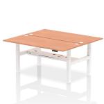 Air Back-to-Back 1800 x 800mm Height Adjustable 2 Person Bench Desk Beech Top with Cable Ports White Frame HA02614