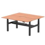 Air Back-to-Back 1800 x 800mm Height Adjustable 2 Person Bench Desk Beech Top with Scalloped Edge Black Frame HA02616