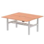 Air Back-to-Back 1800 x 800mm Height Adjustable 2 Person Bench Desk Beech Top with Scalloped Edge Silver Frame HA02618