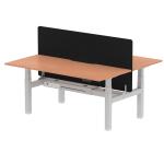 Air Back-to-Back 1800 x 800mm Height Adjustable 2 Person Bench Desk Beech Top with Scalloped Edge Silver Frame with Charcoal Straight Screen HA02619