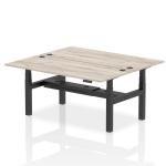 Air Back-to-Back 1800 x 800mm Height Adjustable 2 Person Bench Desk Grey Oak Top with Cable Ports Black Frame HA02622