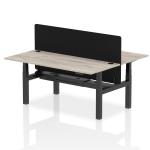 Air Back-to-Back 1800 x 800mm Height Adjustable 2 Person Bench Desk Grey Oak Top with Cable Ports Black Frame with Black Straight Screen HA02623