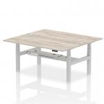 Air Back-to-Back 1800 x 800mm Height Adjustable 2 Person Bench Desk Grey Oak Top with Cable Ports Silver Frame HA02624