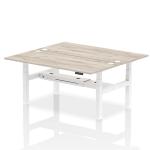 Air Back-to-Back 1800 x 800mm Height Adjustable 2 Person Bench Desk Grey Oak Top with Cable Ports White Frame HA02626