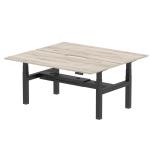 Air Back-to-Back 1800 x 800mm Height Adjustable 2 Person Bench Desk Grey Oak Top with Scalloped Edge Black Frame HA02628