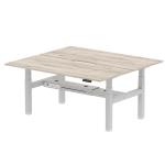 Air Back-to-Back 1800 x 800mm Height Adjustable 2 Person Bench Desk Grey Oak Top with Scalloped Edge Silver Frame HA02630