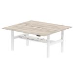 Air Back-to-Back 1800 x 800mm Height Adjustable 2 Person Bench Desk Grey Oak Top with Scalloped Edge White Frame HA02632