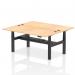 Air Back-to-Back 1800 x 800mm Height Adjustable 2 Person Office Bench Desk Maple Top with Cable Ports Black Frame HA02634