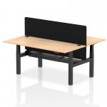 Air Back-to-Back 1800 x 800mm Height Adjustable 2 Person Office Bench Desk Maple Top with Cable Ports Black Frame with Black Straight Screen HA02635