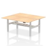 Air Back-to-Back 1800 x 800mm Height Adjustable 2 Person Bench Desk Maple Top with Cable Ports Silver Frame HA02636