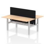 Air Back-to-Back 1800 x 800mm Height Adjustable 2 Person Bench Desk Maple Top with Cable Ports Silver Frame with Black Straight Screen HA02637