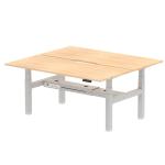 Air Back-to-Back 1800 x 800mm Height Adjustable 2 Person Bench Desk Maple Top with Scalloped Edge Silver Frame HA02642