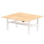 Air Back-to-Back 1800 x 800mm Height Adjustable 2 Person Bench Desk Maple Top with Scalloped Edge White Frame HA02644