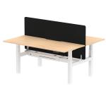 Air Back-to-Back 1800 x 800mm Height Adjustable 2 Person Bench Desk Maple Top with Scalloped Edge White Frame with Charcoal Straight Screen HA02645