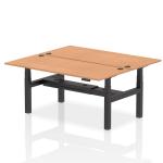 Air Back-to-Back 1800 x 800mm Height Adjustable 2 Person Bench Desk Oak Top with Cable Ports Black Frame HA02646