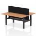 Air Back-to-Back 1800 x 800mm Height Adjustable 2 Person Office Bench Desk Oak Top with Cable Ports Black Frame with Black Straight Screen HA02647