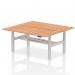 Air Back-to-Back 1800 x 800mm Height Adjustable 2 Person Office Bench Desk Oak Top with Cable Ports Silver Frame HA02648