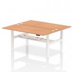 Air Back-to-Back 1800 x 800mm Height Adjustable 2 Person Office Bench Desk Oak Top with Cable Ports White Frame HA02650