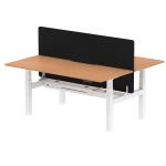 Air Back-to-Back 1800 x 800mm Height Adjustable 2 Person Bench Desk Oak Top with Scalloped Edge White Frame with Charcoal Straight Screen HA02657