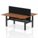 Air Back-to-Back 1800 x 800mm Height Adjustable 2 Person Office Bench Desk Walnut Top with Cable Ports Black Frame with Black Straight Screen HA02659