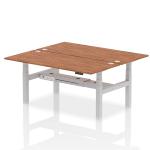 Air Back-to-Back 1800 x 800mm Height Adjustable 2 Person Bench Desk Walnut Top with Cable Ports Silver Frame HA02660