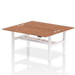 Air Back-to-Back 1800 x 800mm Height Adjustable 2 Person Bench Desk Walnut Top with Cable Ports White Frame HA02662