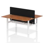 Air Back-to-Back 1800 x 800mm Height Adjustable 2 Person Bench Desk Walnut Top with Cable Ports White Frame with Black Straight Screen HA02663