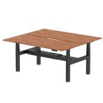 Air Back-to-Back 1800 x 800mm Height Adjustable 2 Person Bench Desk Walnut Top with Scalloped Edge Black Frame HA02664