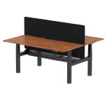 Air Back-to-Back 1800 x 800mm Height Adjustable 2 Person Bench Desk Walnut Top with Scalloped Edge Black Frame with Charcoal Straight Screen HA02665