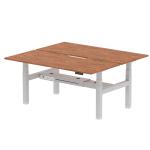 Air Back-to-Back 1800 x 800mm Height Adjustable 2 Person Bench Desk Walnut Top with Scalloped Edge Silver Frame HA02666