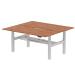Air Back-to-Back 1800 x 800mm Height Adjustable 2 Person Bench Desk Walnut Top with Scalloped Edge Silver Frame HA02666