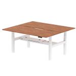 Air Back-to-Back 1800 x 800mm Height Adjustable 2 Person Bench Desk Walnut Top with Scalloped Edge White Frame HA02668