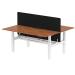 Air Back-to-Back 1800 x 800mm Height Adjustable 2 Person Bench Desk Walnut Top with Scalloped Edge White Frame with Charcoal Straight Screen HA02669