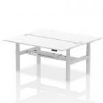 Air Back-to-Back 1800 x 800mm Height Adjustable 2 Person Office Bench Desk White Top with Cable Ports Silver Frame HA02672