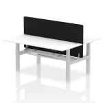 Air Back-to-Back 1800 x 800mm Height Adjustable 2 Person Bench Desk White Top with Cable Ports Silver Frame with Black Straight Screen HA02673