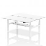 Air Back-to-Back 1800 x 800mm Height Adjustable 2 Person Office Bench Desk White Top with Cable Ports White Frame HA02674