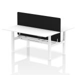 Air Back-to-Back 1800 x 800mm Height Adjustable 2 Person Bench Desk White Top with Cable Ports White Frame with Black Straight Screen HA02675