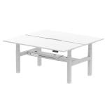 Air Back-to-Back 1800 x 800mm Height Adjustable 2 Person Bench Desk White Top with Scalloped Edge Silver Frame HA02678