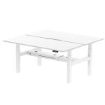 Air Back-to-Back 1800 x 800mm Height Adjustable 2 Person Bench Desk White Top with Scalloped Edge White Frame HA02680