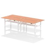 Air Back-to-Back 1800 x 800mm Height Adjustable 4 Person Bench Desk Beech Top with Cable Ports White Frame HA02686