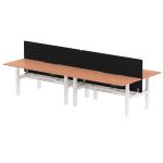 Air Back-to-Back 1800 x 800mm Height Adjustable 4 Person Bench Desk Beech Top with Scalloped Edge White Frame with Charcoal Straight Screen HA02693