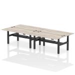 Air Back-to-Back 1800 x 800mm Height Adjustable 4 Person Bench Desk Grey Oak Top with Cable Ports Black Frame HA02694