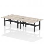 Air Back-to-Back 1800 x 800mm Height Adjustable 4 Person Bench Desk Grey Oak Top with Cable Ports Black Frame HA02694