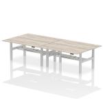 Air Back-to-Back 1800 x 800mm Height Adjustable 4 Person Bench Desk Grey Oak Top with Cable Ports Silver Frame HA02696