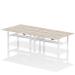 Air Back-to-Back 1800 x 800mm Height Adjustable 4 Person Bench Desk Grey Oak Top with Cable Ports White Frame HA02698