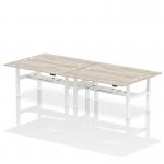 Air Back-to-Back 1800 x 800mm Height Adjustable 4 Person Bench Desk Grey Oak Top with Cable Ports White Frame HA02698