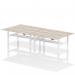 Air Back-to-Back 1800 x 800mm Height Adjustable 4 Person Bench Desk Grey Oak Top with Cable Ports White Frame HA02698